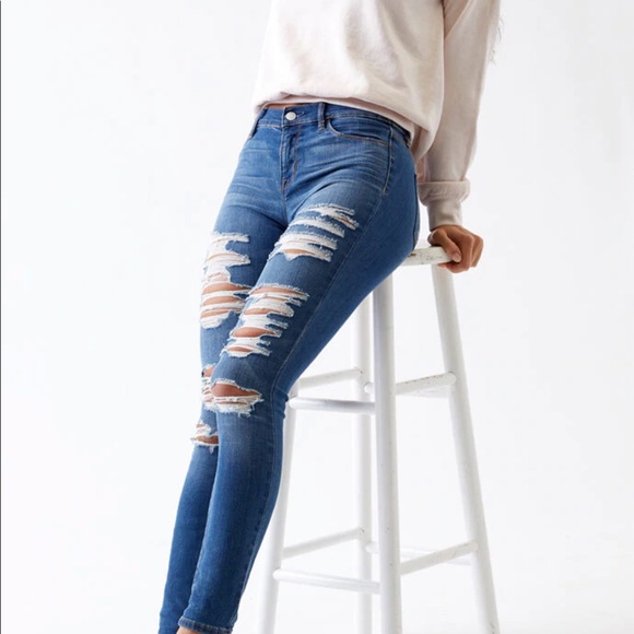 PacSun 89% Cotton Distressed Skinny Jeans - 28 - Picture 2 of 16